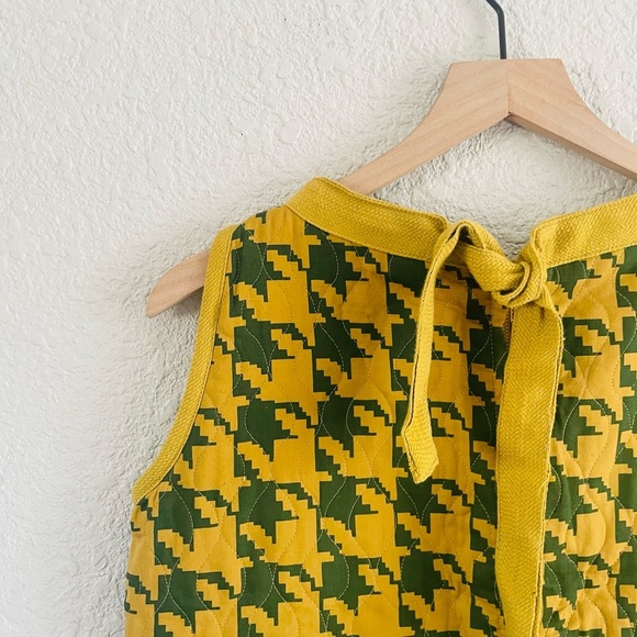 Vintage 60s Handmade Yellow & Green Houndstooth Column Dress - Picture 5 of 13